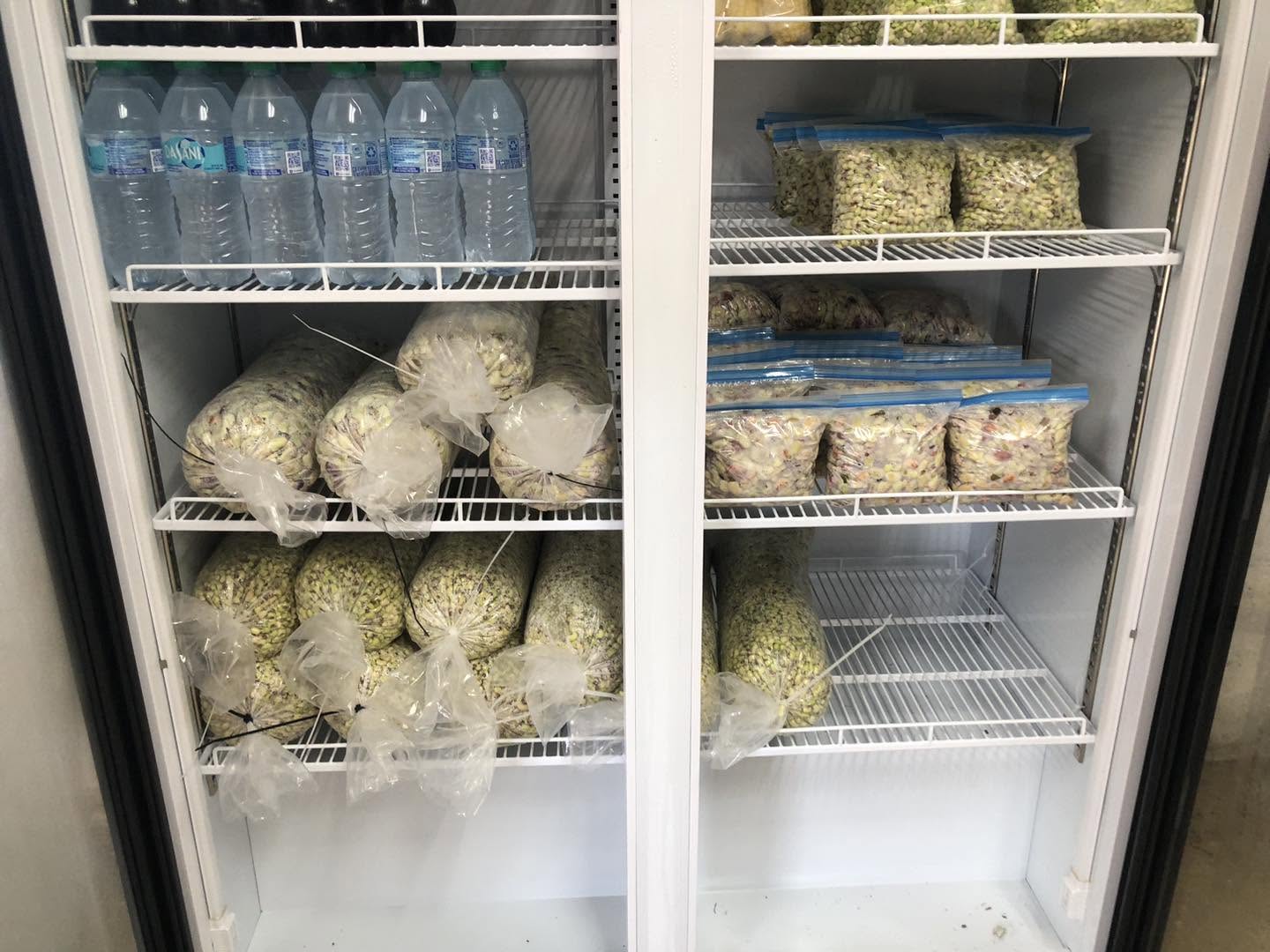 Purple hull peas in the fridge